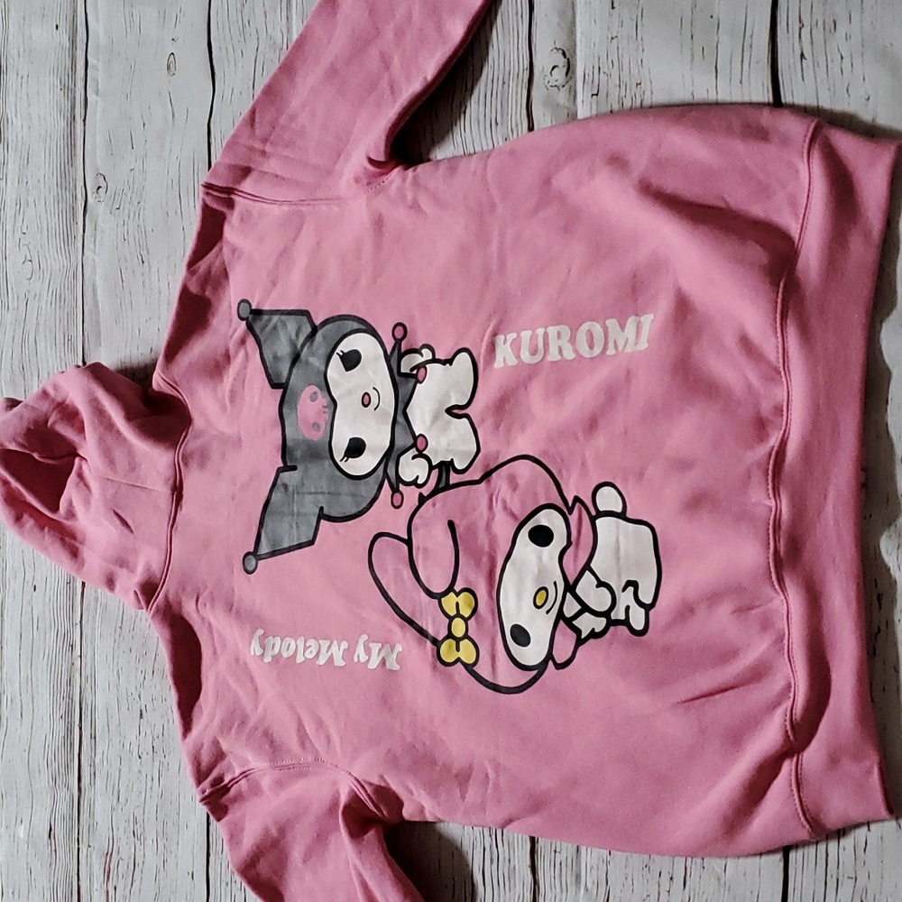 🆕️ SANRIO KUROMI AND MY MELODY PINK ZIP UP HOODED SWEATER 💕 - Picture 7 of 8